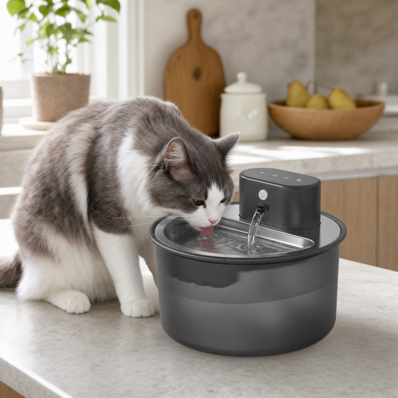 NuQa AquaSense fuente de agua con gato bebiendo